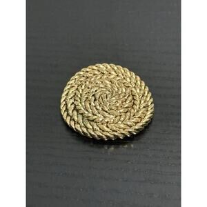 Bluette Vintage 80s Gold-Toned Rope Coil Brooch Dress Clip - Made in France